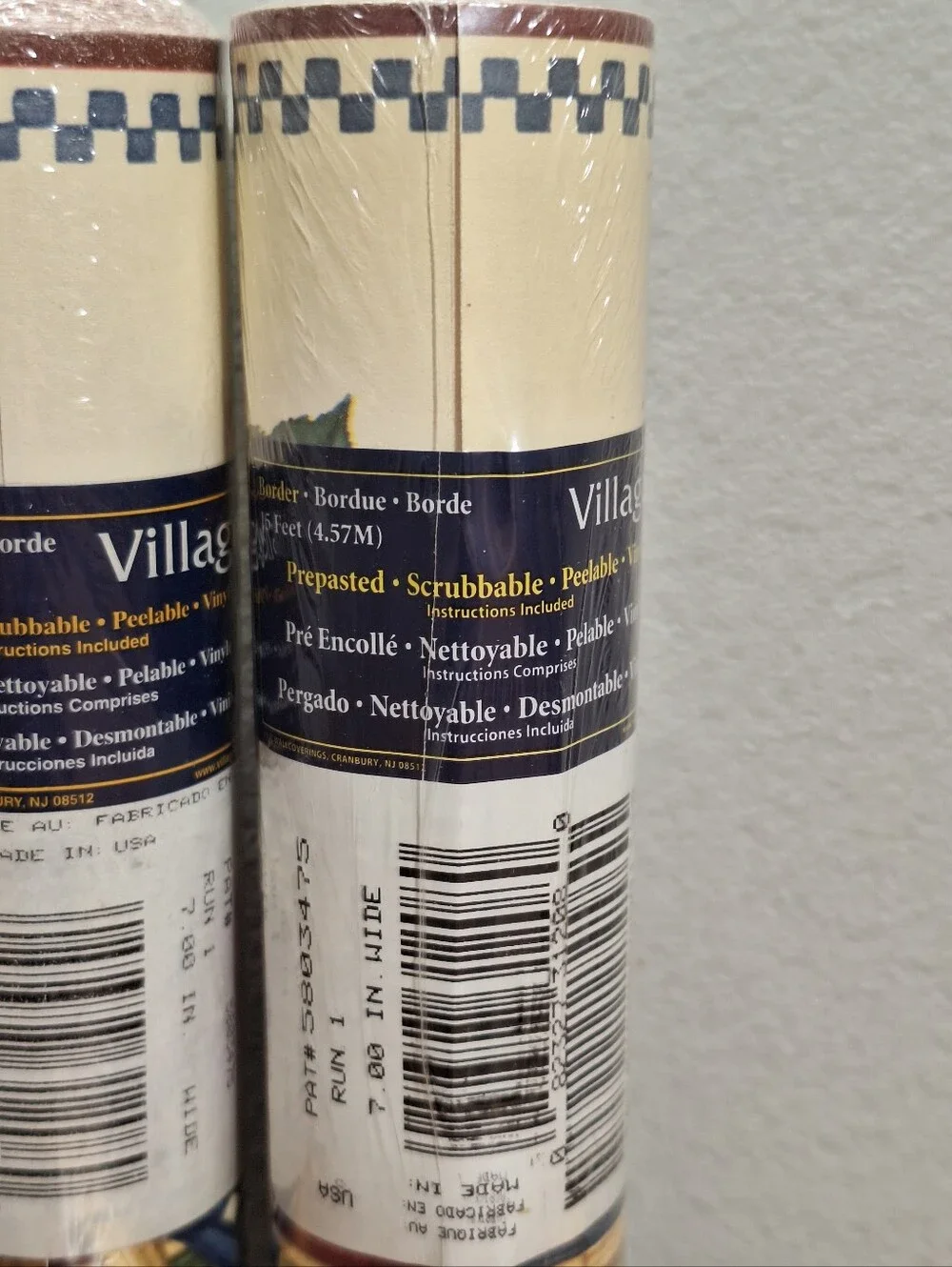 NWT Americana Village Wallpaper Border Patriotic Country 2 Rolls 15ftx7in USA